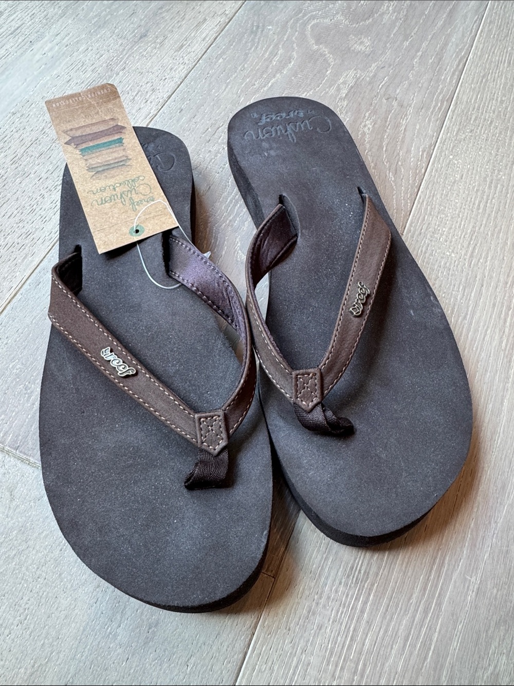 Reef Women’s Dark Brown Flip Flop Sandals - Leather Strap